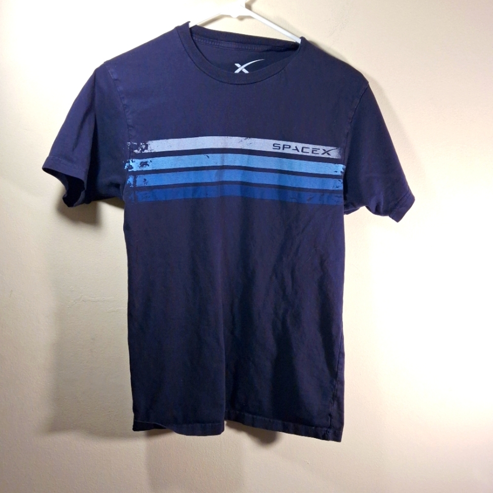 Space X Unisex Navy Blue Short Sleeve Crew Neck Tee S